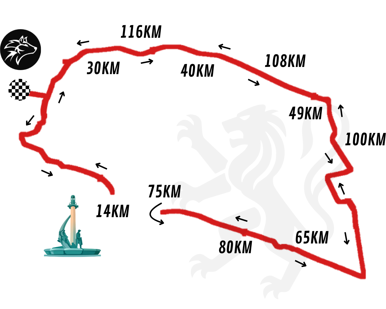 Mapa de la ruta de 130 km